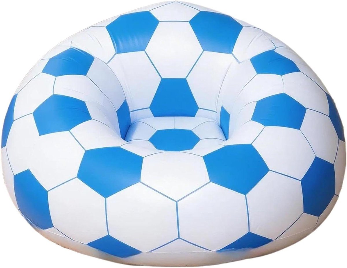 Opblaasbare Bank - Voetbal Stoel - Kamperen Buiten - Met Ingebouwde Pomp - 105x80cm - Blauw