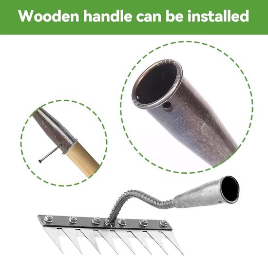 Handmatige onkruidsteker - Tuin gereedschap - Onkruid verwijderen - Stalen 7-8 tanden - 38 x 30 x 12 cm — afbeelding 5