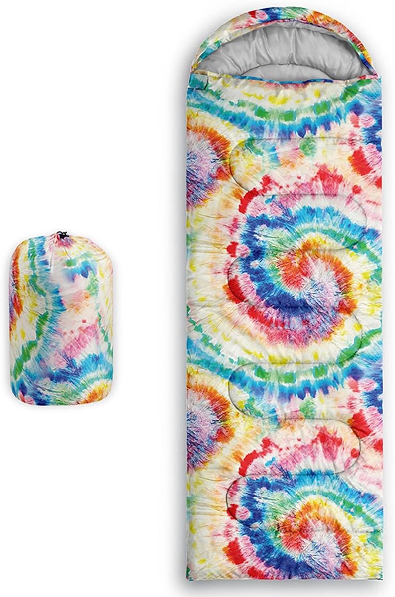 Kampeer slaapzak - Reis slaapzak - Outdoor slapen - Waterdicht ontwerp - 228 cm lang - Tie Dye Regenboog