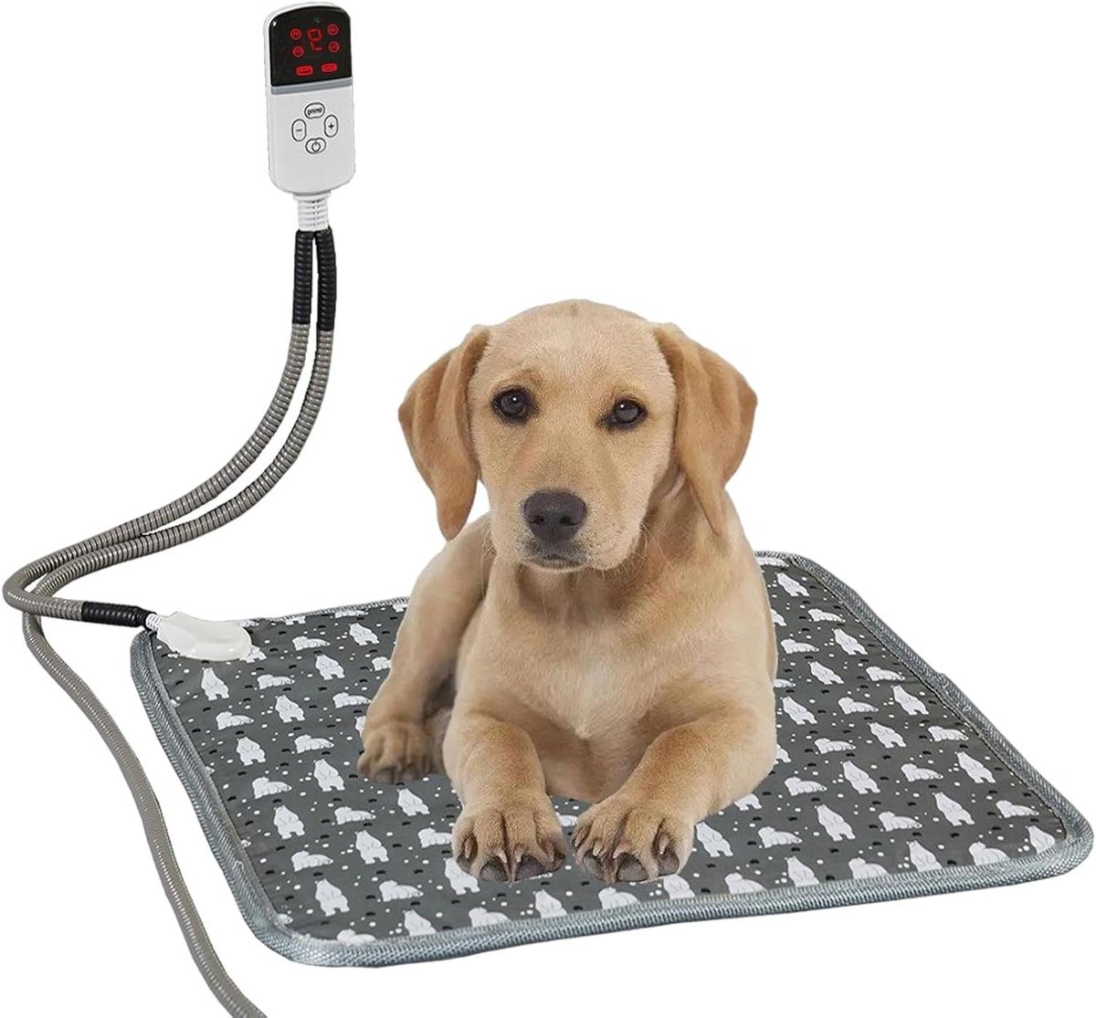 Verwarmingsmat Hond - Warmtedeken Puppy - Comfort Bieden - 9 Temperatuurstanden - 45 x 45 cm - Grijs