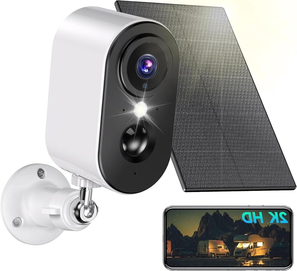 Bewakingscamera - Wifi Camera - Huis Beveiligen - Zonne-energie Voeding - 2K Resolutie - Zwart
