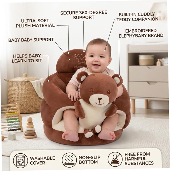 Baby Zit Stoel - Baby Zetel Baby Leuning - Baby Leren Zitten - Ergonomische Rugsteun — afbeelding 3