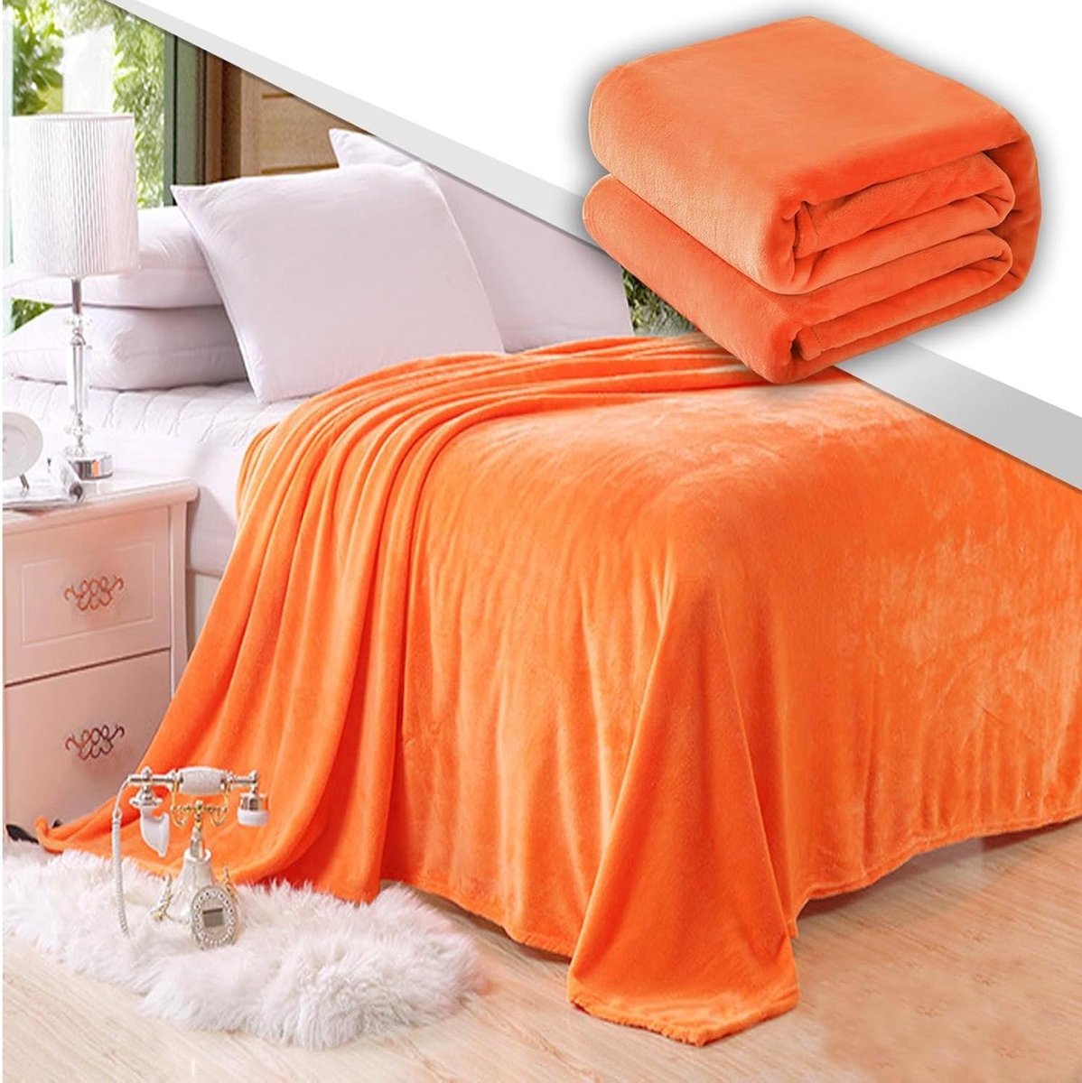 Woondeken Pluche - Knuffel plaid - Gezelligheid thuis - Extra dik materiaal - 100 x 100 cm - Oranje