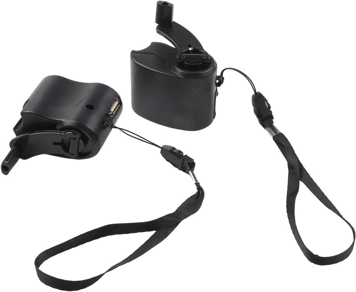 Hand Crank Charger - Dynamo Generator - Noodstroom Opladen - Dubbele Set - 6 x 6 x 3 cm - Zwart