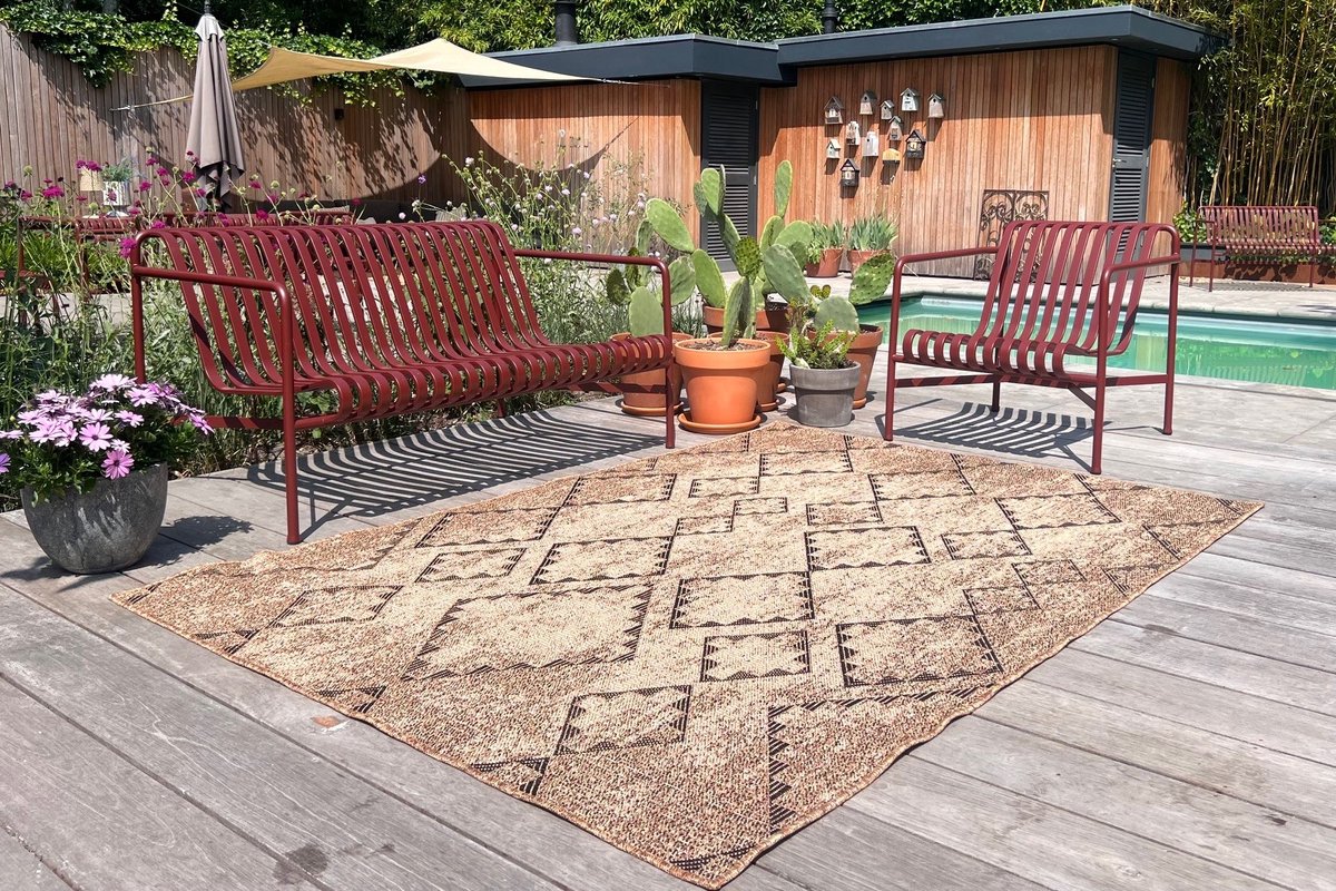 Jute look platgeweven buitenkleed 230cm x 160cm