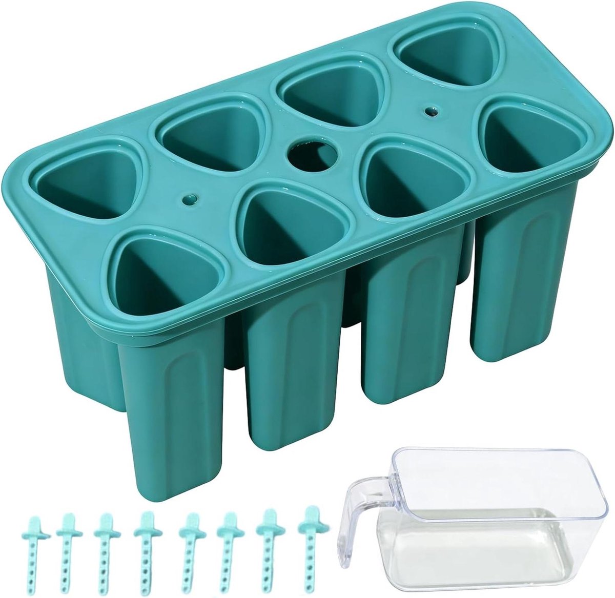 Ijspop Maker - IJslolly Vorm - Zelfgemaakte Snacks - 8-holtes Ontwerp - 16x6.2x10cm - Blauw