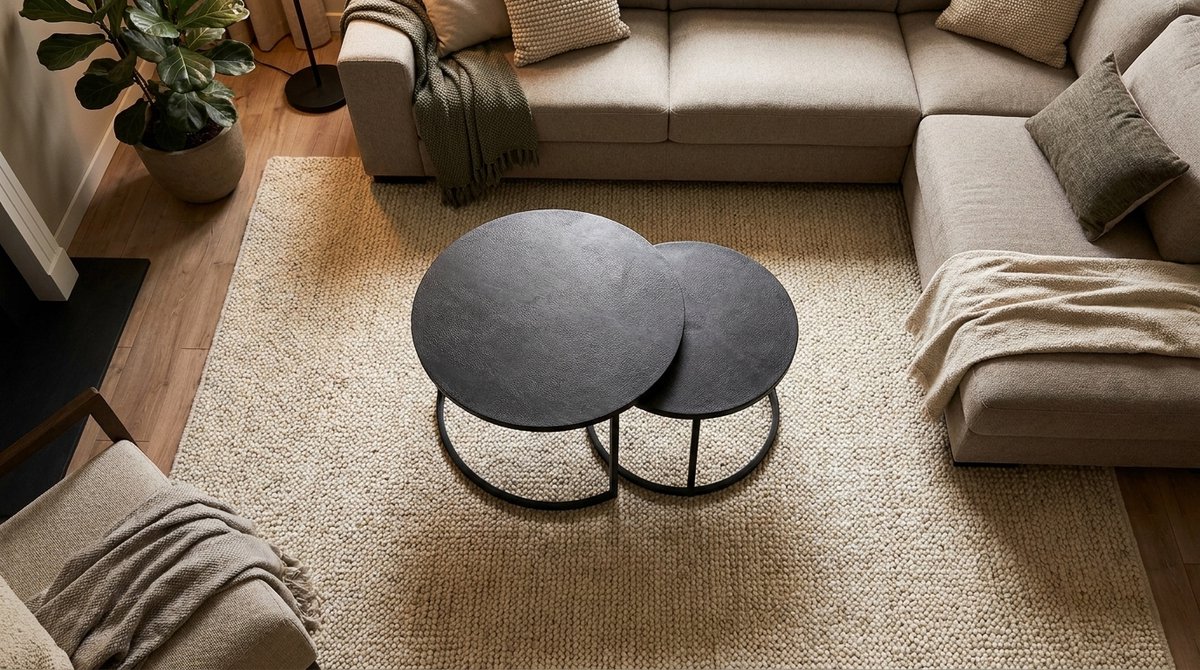Salontafel Set – House&Garden Grand Luxe 2-delige Ronde Salontafel Set – Antiek Ash Metaal – Industriële Design Tafels – Handgemaakt Gegoten Metaal – Ø75 cm & Ø62 cm