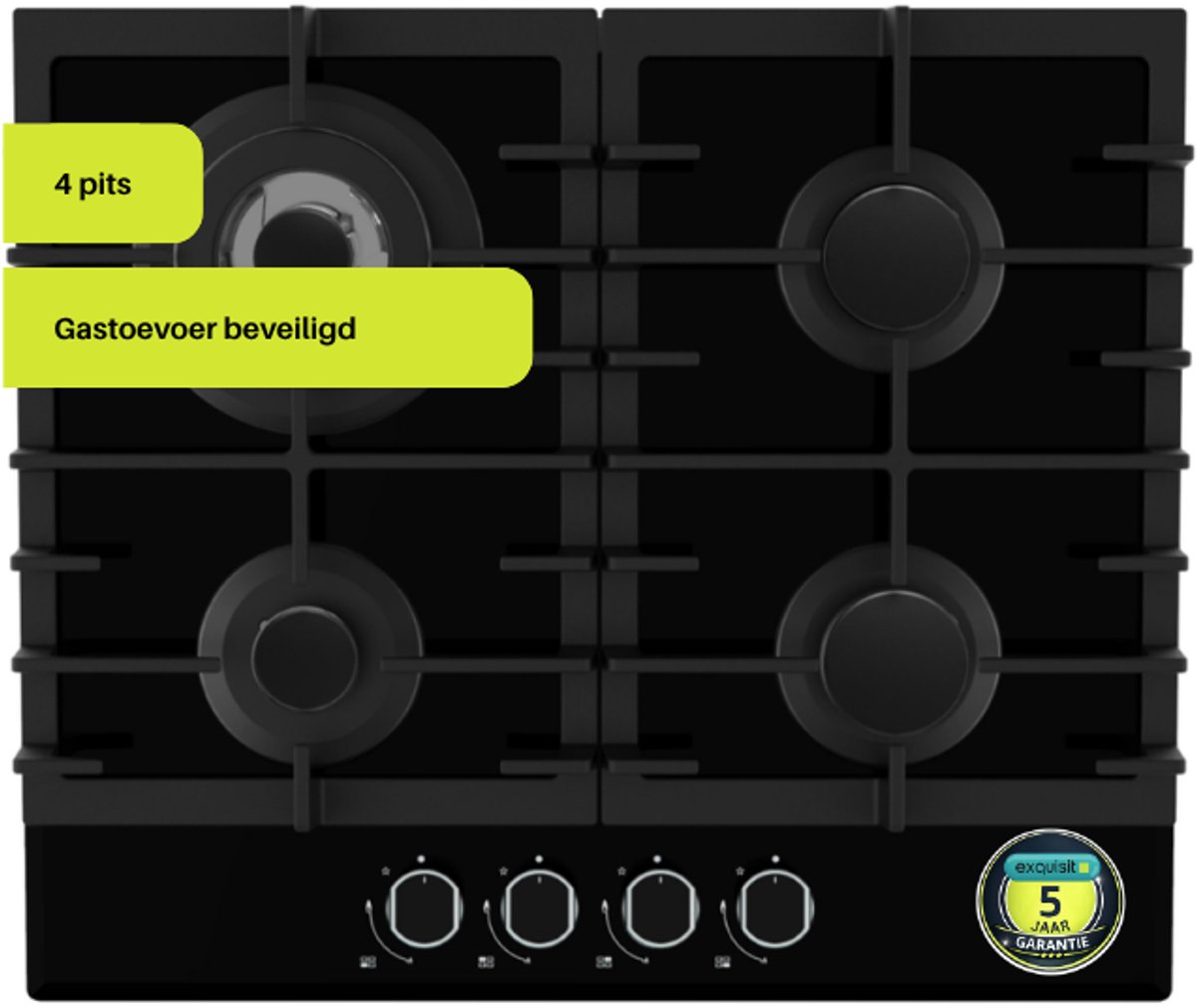 Exquisit EGK657STGB - Inbouw gaskookplaat