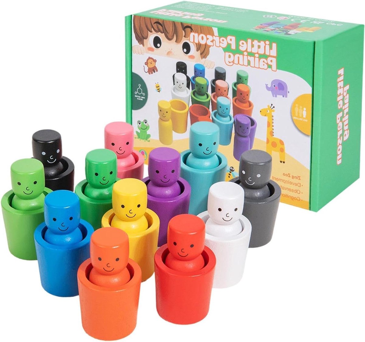 Sorteerspel Houten Blokken - Kleuren Leren Spel - Cognitieve Ontwikkeling - Stimuleert Fijne Motoriek