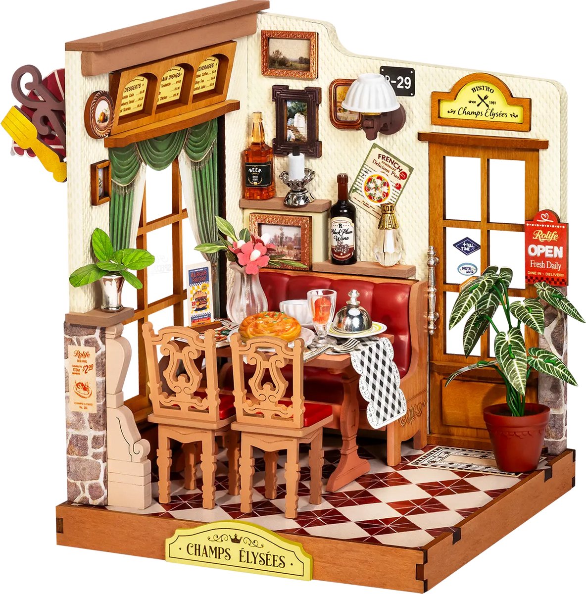 Robotime Champs-Élysées Bistro - Rolife - Rolife DIY Miniature House Series - DS053 - Miniatuur - Knutselen - Bouwpakket