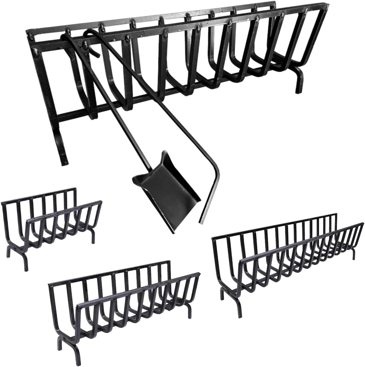 Houtkachel Inzet - Haardmand Houtbak - Haardhout Opslag - Gesmeed IJzer - 40 x 21 cm - Wit
