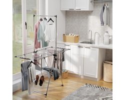 Wasrek Inklapbaar – 40 meter Drooglengte - Extra Groot - RVS Droogrek - Stevig en Ruimtebesparend – Voor Binnen en Buiten - Droogrek Inklapbaar