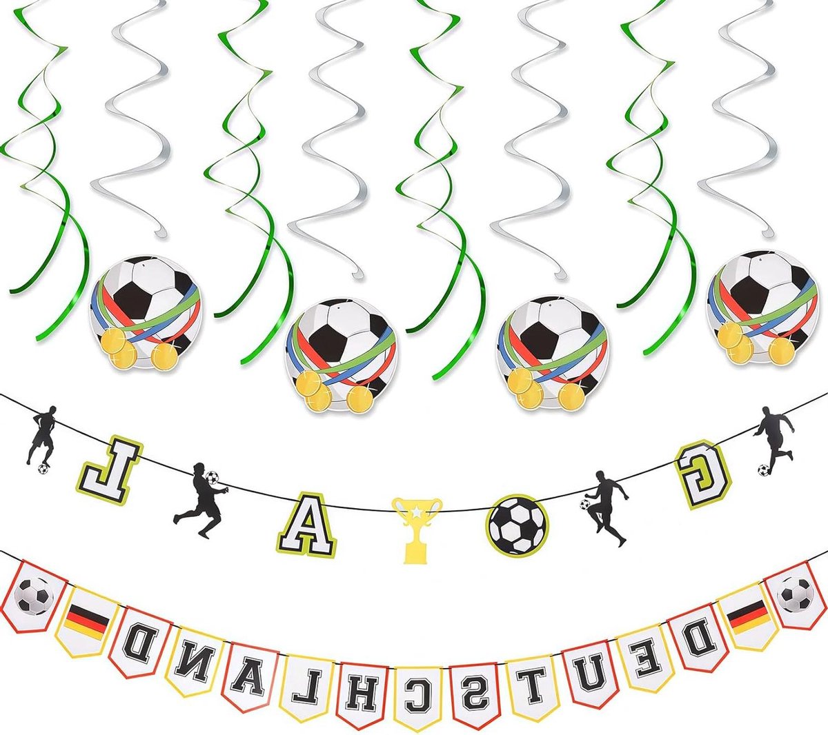 Voetbal WK Decoratie Set - Duitsland Vlaggenlijn Guirlande - Feest Sfeer Creëren - 3-Delige Set - XL - Veelkleurig