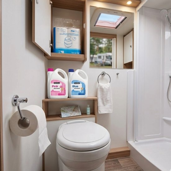Hendriks Toiletvloeistof Roze & Blauw + Camping Toiletpapier - Toiletverzorgingsset - Voor chemisch toilet - Frisse tanks - 4 rollen oplosbaar papier — afbeelding 5