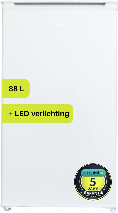 Exquisit KS116-V-041EW tafelkoeler wit 88L, 3 legplanken, groentelade, LED verlichting, omkeerbare deur, stille koeling
