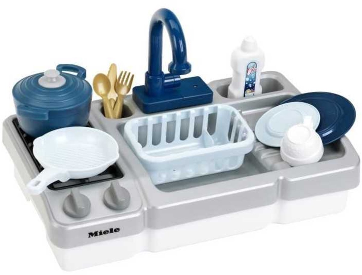 Klein Toys Miele speelgoed spoelbak met waterfunctie en kookplaat - blauw grijs — afbeelding 17