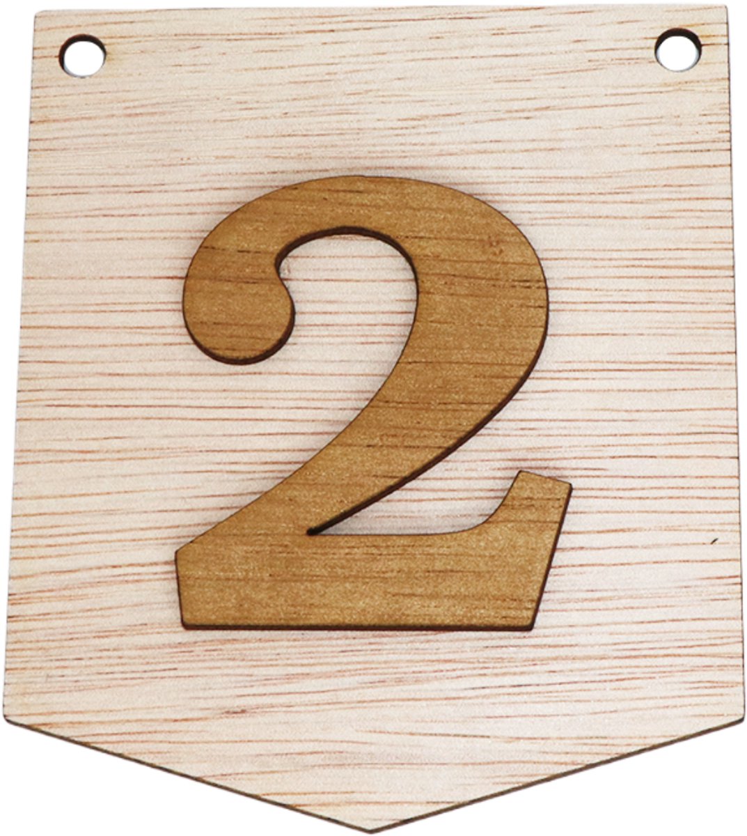 3D Houten Cijfer 2 – Gepersonaliseerde Slingers & Vlaggenlijnen Zelf Samenstellen