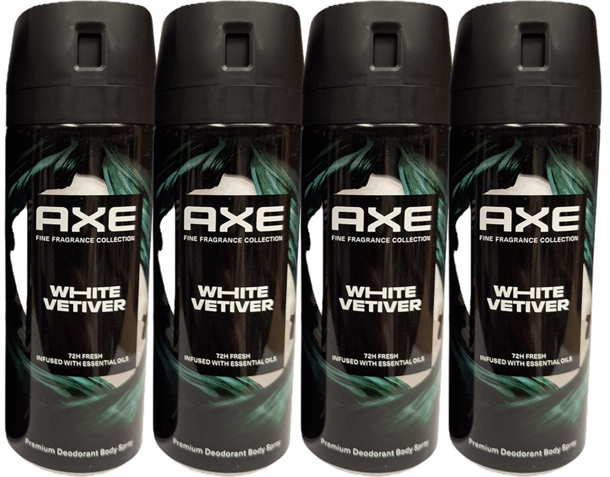 AXE - Premium Deodorant Bodyspray - Fine Fragrance Collection - White Vetiver - 4 x 150 ml