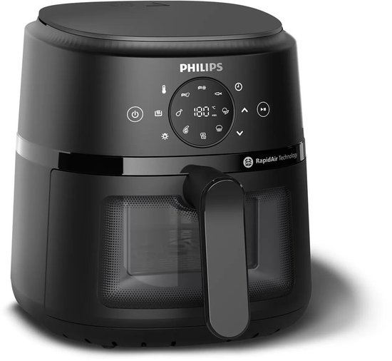 Philips 2000 Series Airfryer NA210/00 – 3,2L, RapidAir, 13 functies, Kookvenster, Vetarm frituren, Zwart