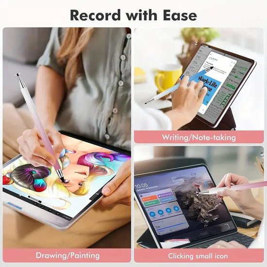 Tablet Pen voor Alle Tablets -2 Stuks - Silicone Touch Screen Pen - Capacitive Tablet Pen - Compatibel met Alle Tablets en Mobiele Telefoons -Styluspen - Tablet pen - Smartphone - Tekentablet - Touc -Universele Stylus Pen Met 2 Verschillende Tips — afbeelding 3
