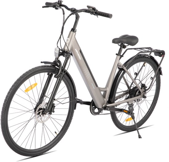 LAMASSU Elektrische Fiets - 700*38C - 250W Motor - 60 km Actieradius -Shimano 7 Versnellingen - Aluminium Frame - Unisex - Grijs — afbeelding 3