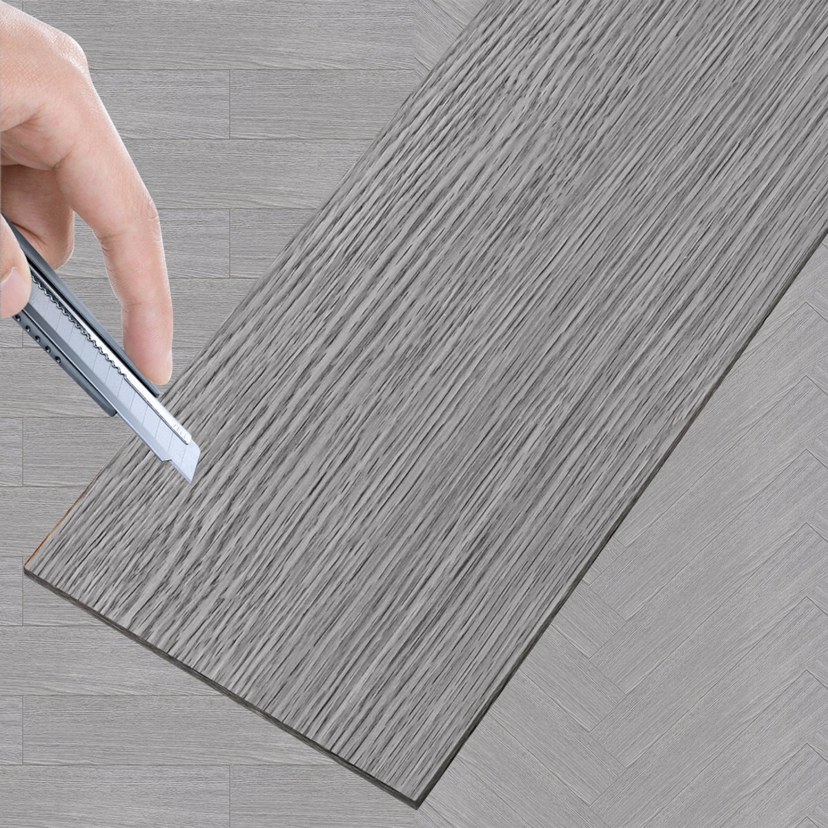 ACXIN 36 Stuks PVC Vinyl Vloer 5 m² Zelfklevend Vloerplanken Houtlook Keuken / Woonkamer / Balkon – Lichtgrijs
