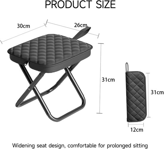 Opvouwbare Rugzak Kruk - Koolstofstaal Inklapbare Zakstoel - Verdikte Campingkruk Draagbaar - 159kg voor Volwassenen Wandelen - Zwart - 30cm -1 Stuk — afbeelding 2