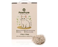 PawPure Kattenbakvulling Tofu & Bentoniet 5kg (2x2,5kg) – Klontvormend, Sterke Geurcontrole, Stofvrij, Natuurlijk & Hygiënisch