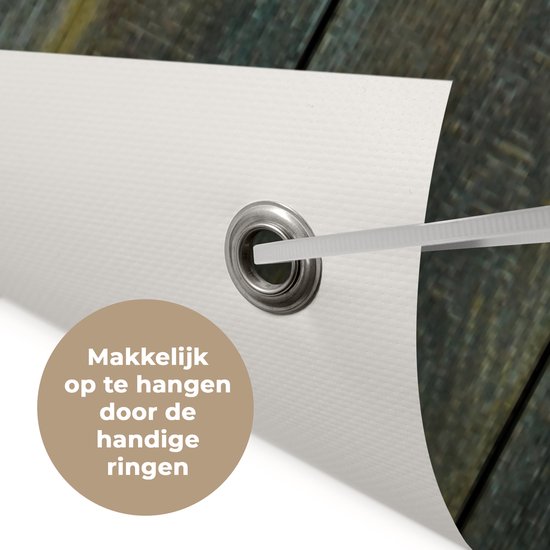 Tuinposter 80x160 cm - Tuindecoratie Achtergrond van donkere planken - Poster voor in de tuin - Buiten decoratie - Schutting tuinschilderij - Tuindoek muurdecoratie - Wanddecoratie balkondoek