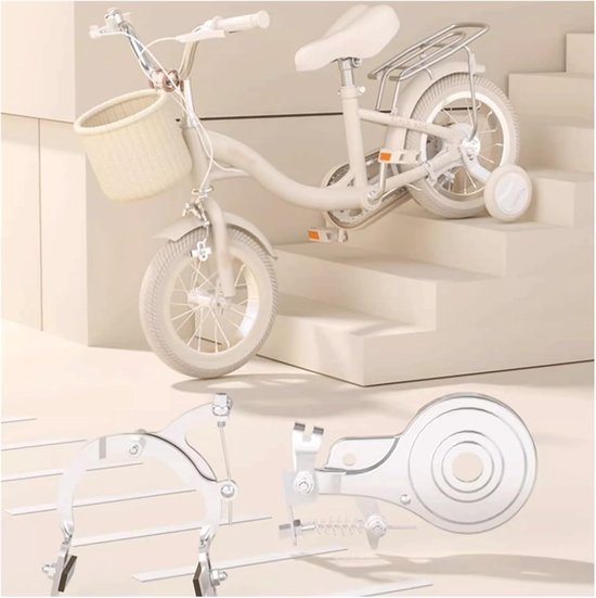 Kinderfiets Meisjesfiets - Loopfiets Peuterfiets - Leren Fietsen - Met Bel Mandje - 20 inch - Beige van Merkloos — afbeelding 4