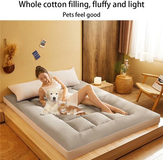 Japanse Vloermatras - Draagbare Futon - Slapen en Reizen - Extra Dik Ergonomisch - 90 x 200 cm - Roze van Merkloos — afbeelding 4