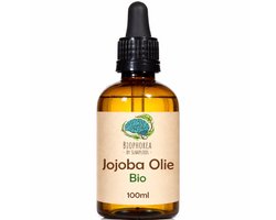 Slaaploos Jojoba Olie - 100ml - 100% Puur Biologisch Koudgeperst - Biophorea Jojobaolie- Basisolie voor etherische oliën, Haar & Gezicht