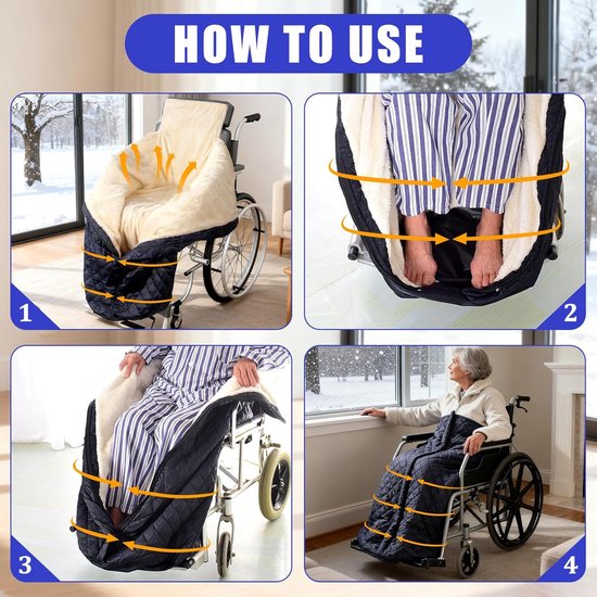 Rolstoel slipzak - Voetenzak rolstoel - Warm Blijven - Dubbellaags design - 130 cm - Blauw — afbeelding 3
