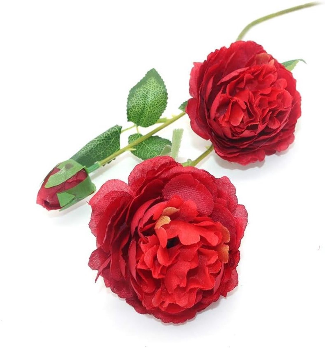 SPHProducts - Kunstbloemen - 15 Hoofden - Perfect voor Decoratie - Rood - Zijden Pioenrozen - Geschikt voor Feesten - Thuis en Kantoor