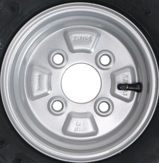 Roue complète 8 pouces - Pneu 4.00-8 + jante - Pas Opel: 4x100 - 4PR - 265 kg - Diamètre moyeu 60 mm