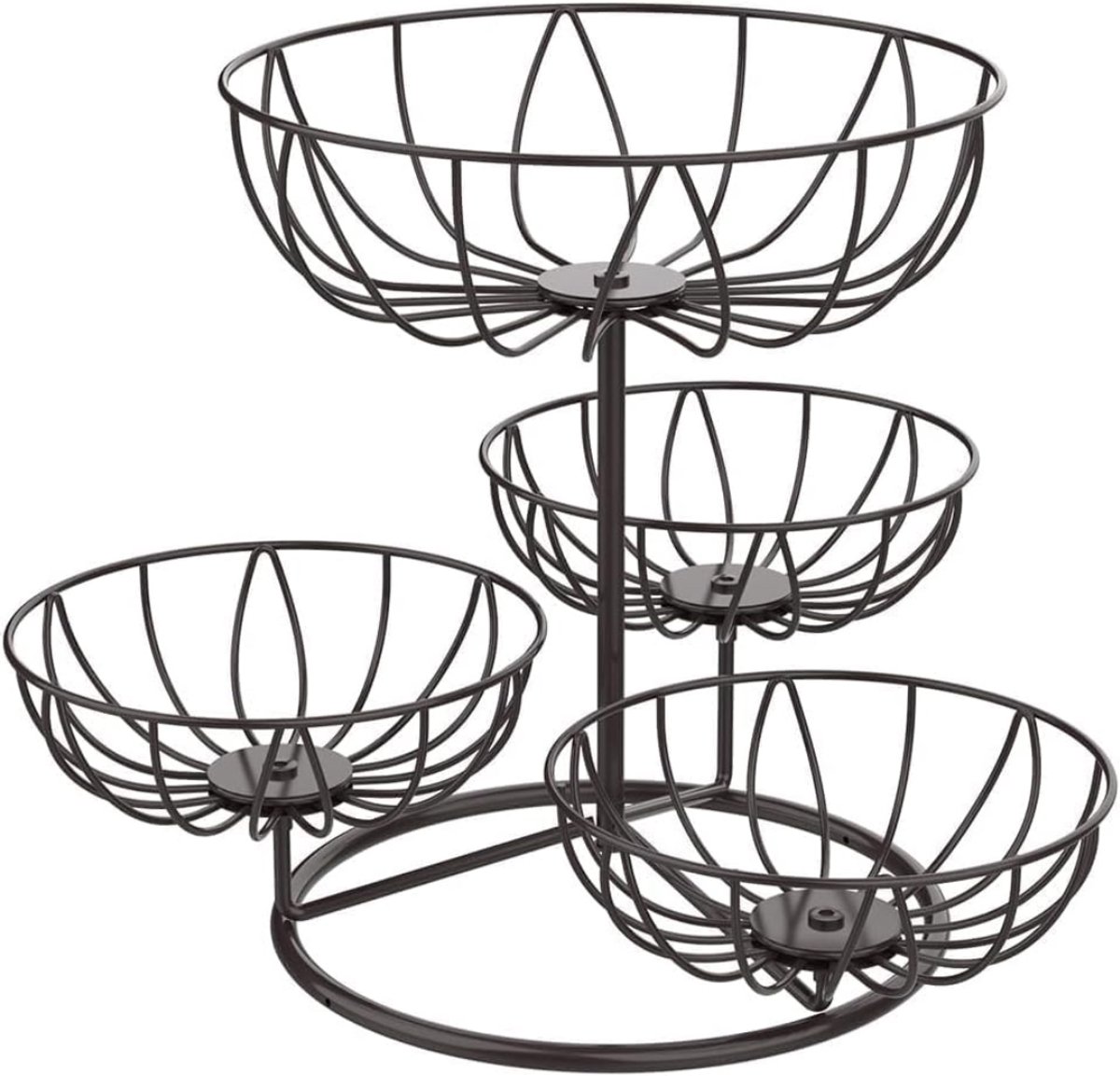 HEZIVO® Fruitschaal Etagere - Fruitmand 4 Laags - Donkerbruin