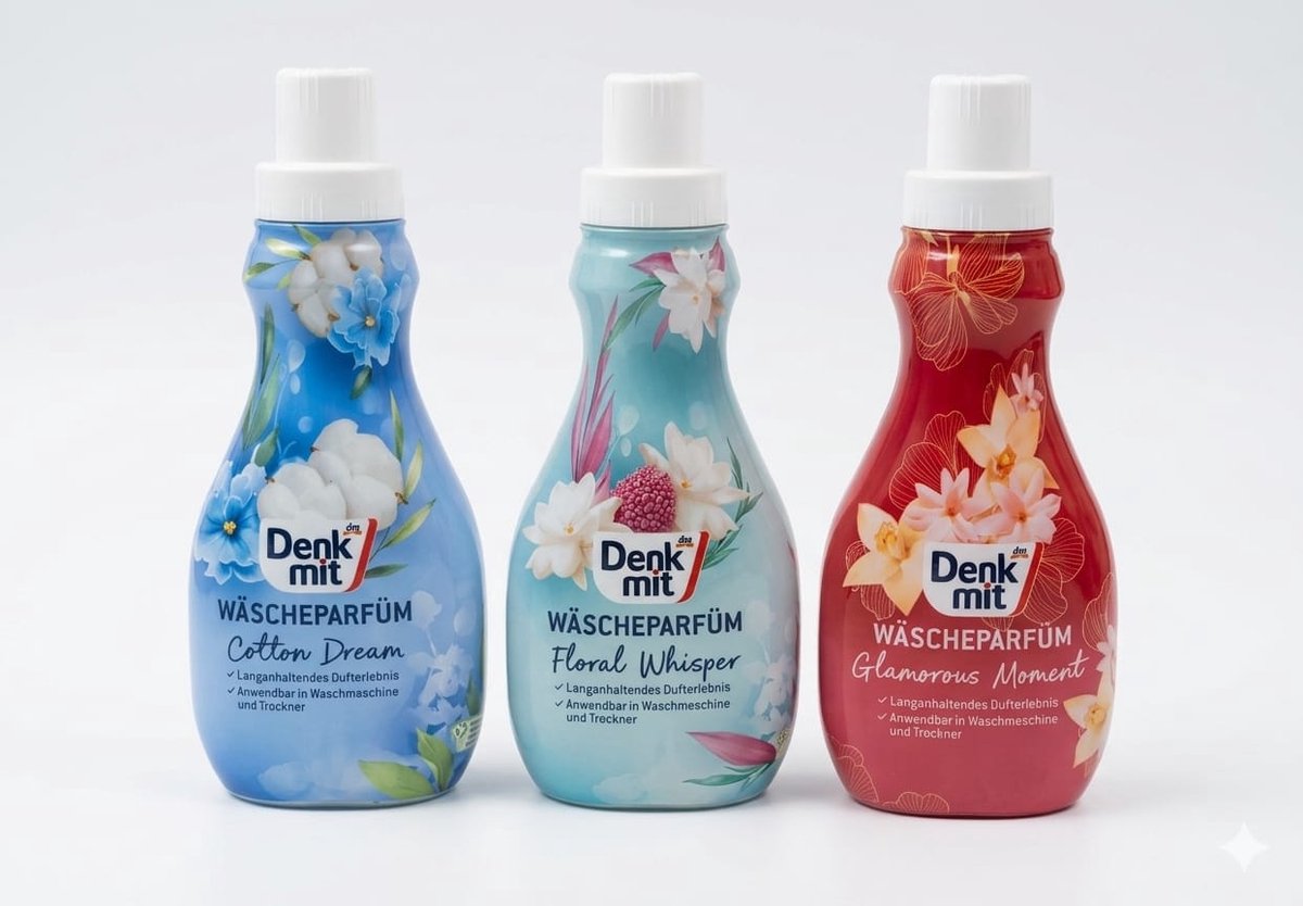 Denkmit - Wasparfum -Probeerpakket - 3x 400ml - Cotton Dream, Floral Whisper & Glamorous Moment - Luxe Wasgeur Mix