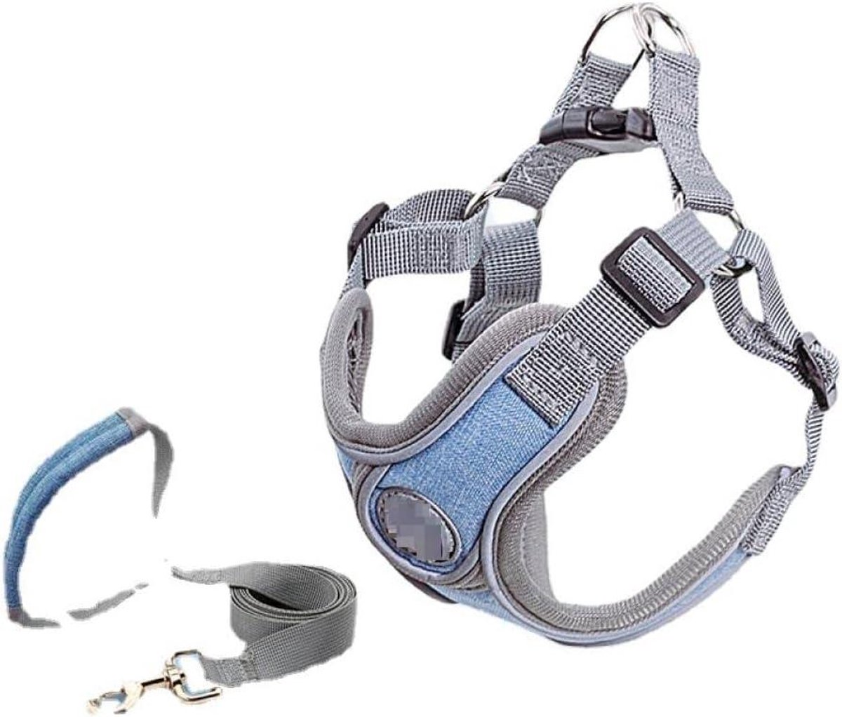 Honden Tuigje - Hondenharnas Puppy - Veilige Wandelingen - Nachtreflectie - 150 cm Lijn - Blauw