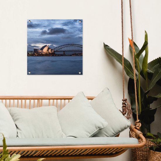 Posters de jardin Opéra de Sydney et Sydney Harbour Bridge en Australie - 50x50 cm - Toile de jardin - Affiche d'extérieur
