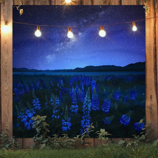 Affiche de Jardin Ciel étoilé - Voie lactée - Fleurs - 200x200 cm