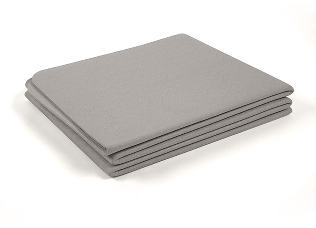 Opvouwbare yogamat, geschikt voor reizen en thuisworkouts, lichtgewicht en antislip TPE-materiaal – zeer geschikt voor yoga, pilates, rekken en vloertraining – opvouwbare sportmat voor mannen en vrouwen - grijs
