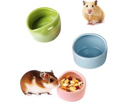 Set van 3 keramische voerbakken voor kleine dieren - Antikauwgom, ideaal voor hamsters, cavia's en andere huisdieren