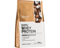 OstroVit 100% Whey Protein Poeder Amandel-Kokos – 21g Eiwit Per Portie – 70% Proteïne – Laag Vet – Met BCAA & EAA – Vegetarisch – 700g (23 Porties)