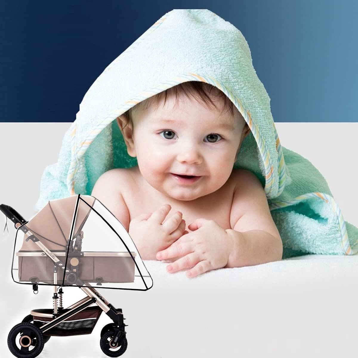 Universele regenhoes voor kinderwagens, transparant en waterdicht, beschermt tegen regen, wind, sneeuw en kou – foto 5