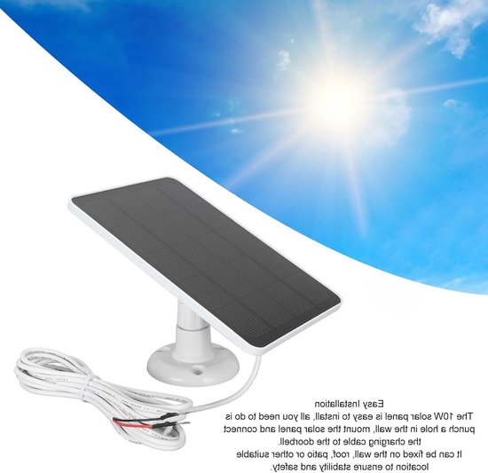 Zonnepaneel 10W voor Deurbel, Oplaadbare Zonne-energie Charger voor Beveiligingscamera's, IP66 Waterdicht, 360° Verstelbare Montage voor Ring en Nest Deurbellen — afbeelding 4
