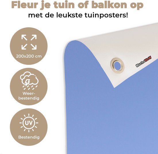Tuinposter 200x200 cm - Tuindecoratie Twee lammetjes die zich op een grasdijk bevinden - Poster voor in de tuin - Buiten decoratie - Schutting tuinschilderij - Tuindoek muurdecoratie - Wanddecoratie balkondoek
