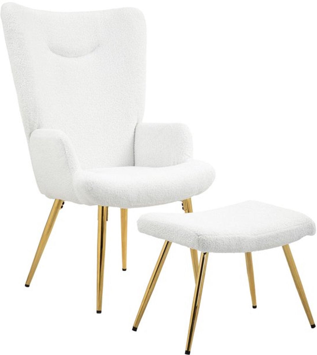 Fauteuil – Loungestoel – Relaxstoel – Zetel – Fauteuil Met Poef – Fluffy Sherpa Bekleding 