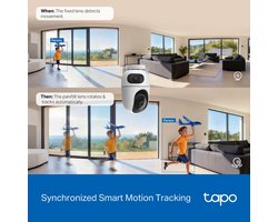Tapo C245D Beveiligingscamera Binnen met Dubbele 2K Lens - Huisdiercamera & Babycamera - Overzicht én Close-up Tegelijk - 360° Draaibaar - Slimme Tracking - 10,8x Zoom - 12m Nachtzicht - Gratis AI-detectie - Tot 512GB - Werkt met Alexa & Google