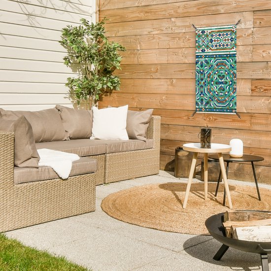 Tuinposter 30x60 cm - Tuindecoratie Een traditionele Marokkaanse mozaïekdecoratie - Poster voor in de tuin - Buiten decoratie - Schutting tuinschilderij - Tuindoek muurdecoratie - Wanddecoratie balkondoek