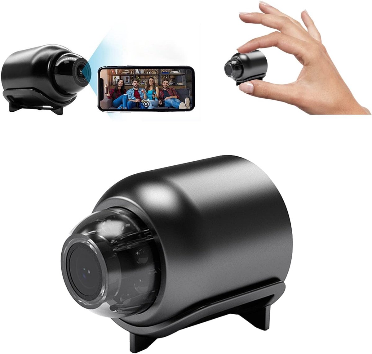 1080P HD Mini WiFi-camera - Inclusief nachtzicht, bewegingsdetectie, bewaking op afstand, 160° groothoeklens, micromonitor, kleine camera voor babykamer, thuis, kantoor, magazijn (1 stuk)